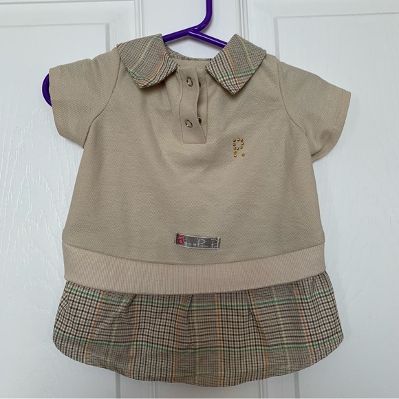 Dog dress for small dogs - taupe plaid - Picture 2 of 9